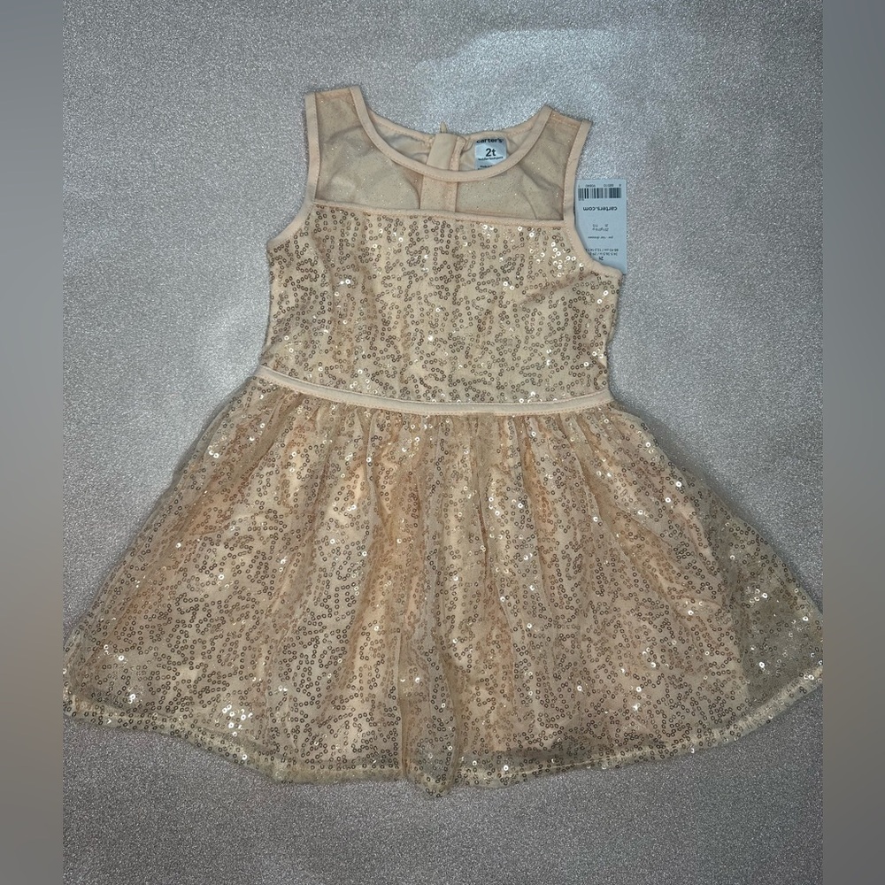 Carters toddler girls sequin pale pink dress 2T